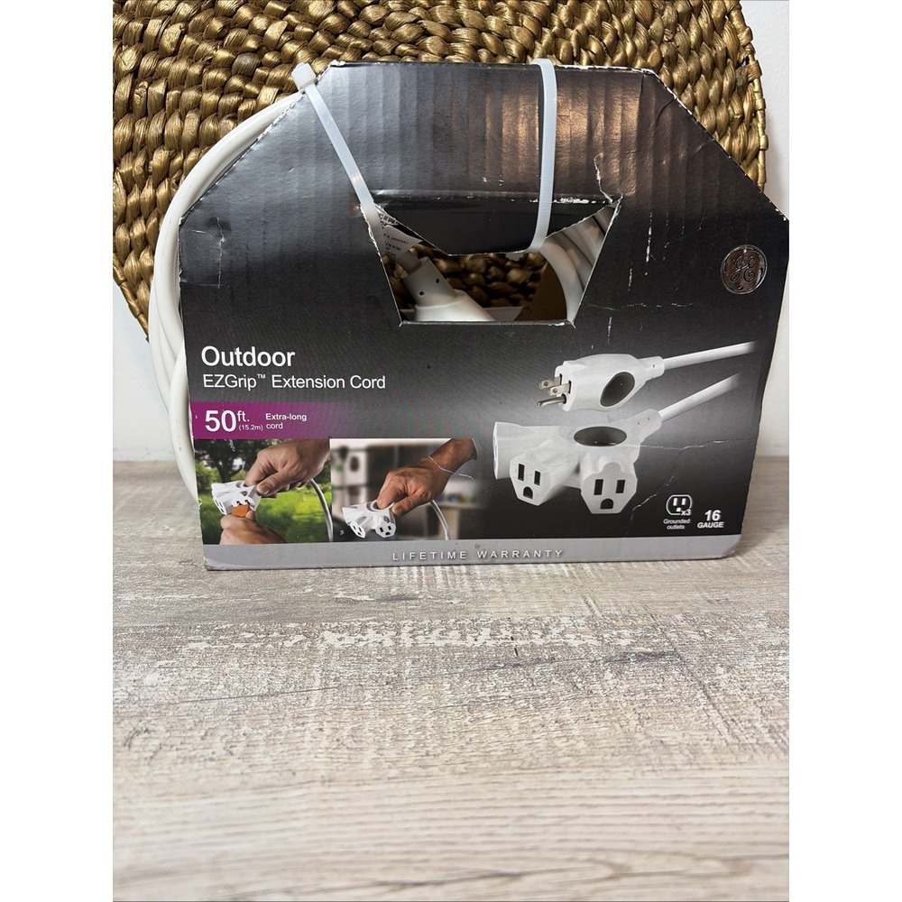 General‎ Electric 50 FEET 3-Outlet EZGrip Grounded Indoor-Outdoor Extension NEW - Picture 6 of 6